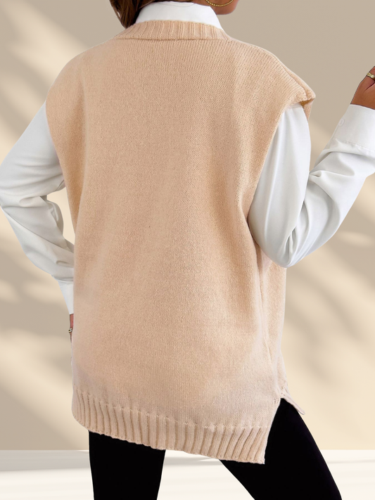 Pearl Button Knit Sweater Vest