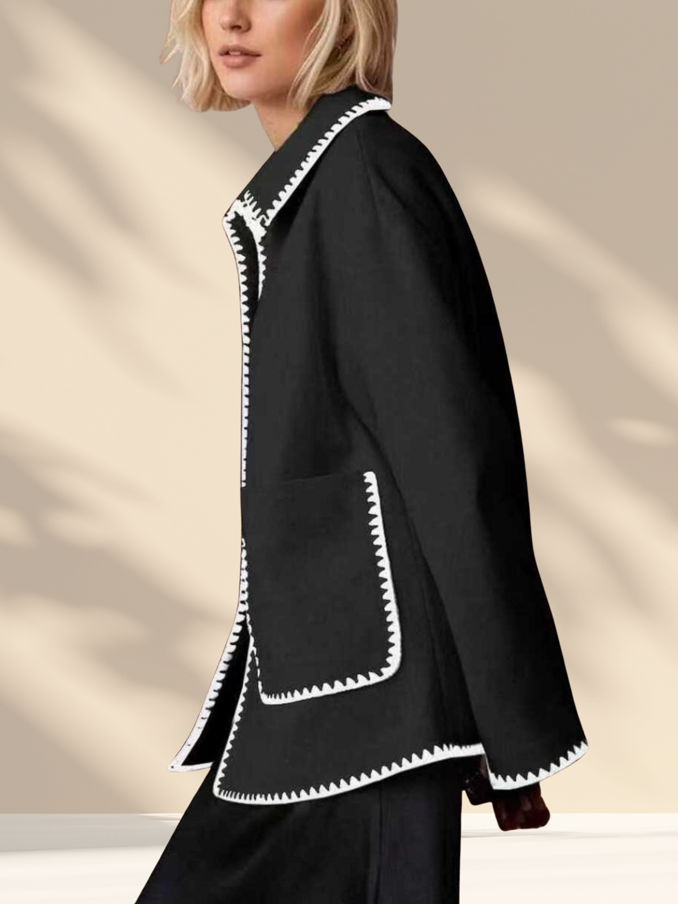 Contrast Stitch Boxy Jacket