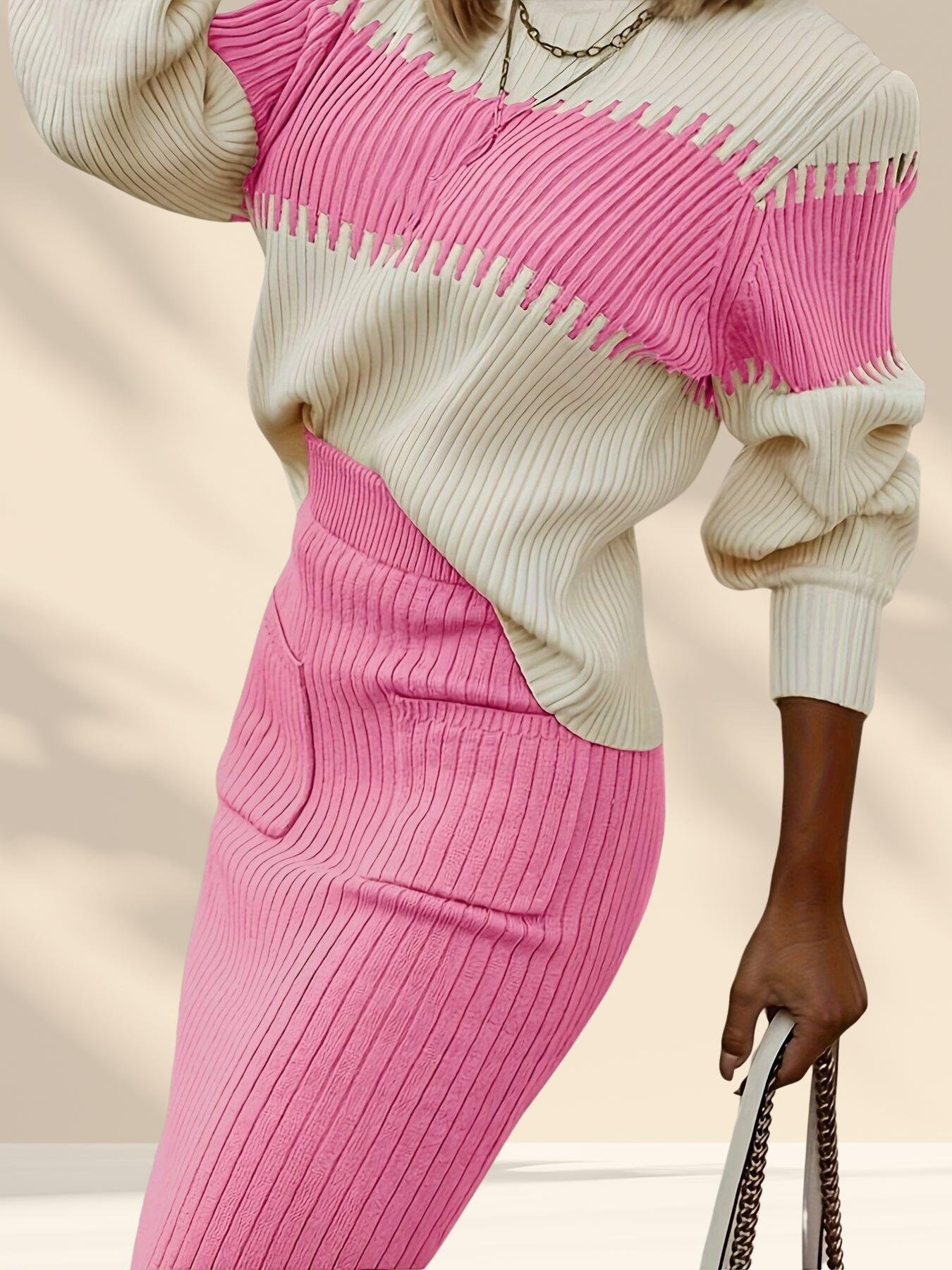 DuoTone Knit Sweater Set