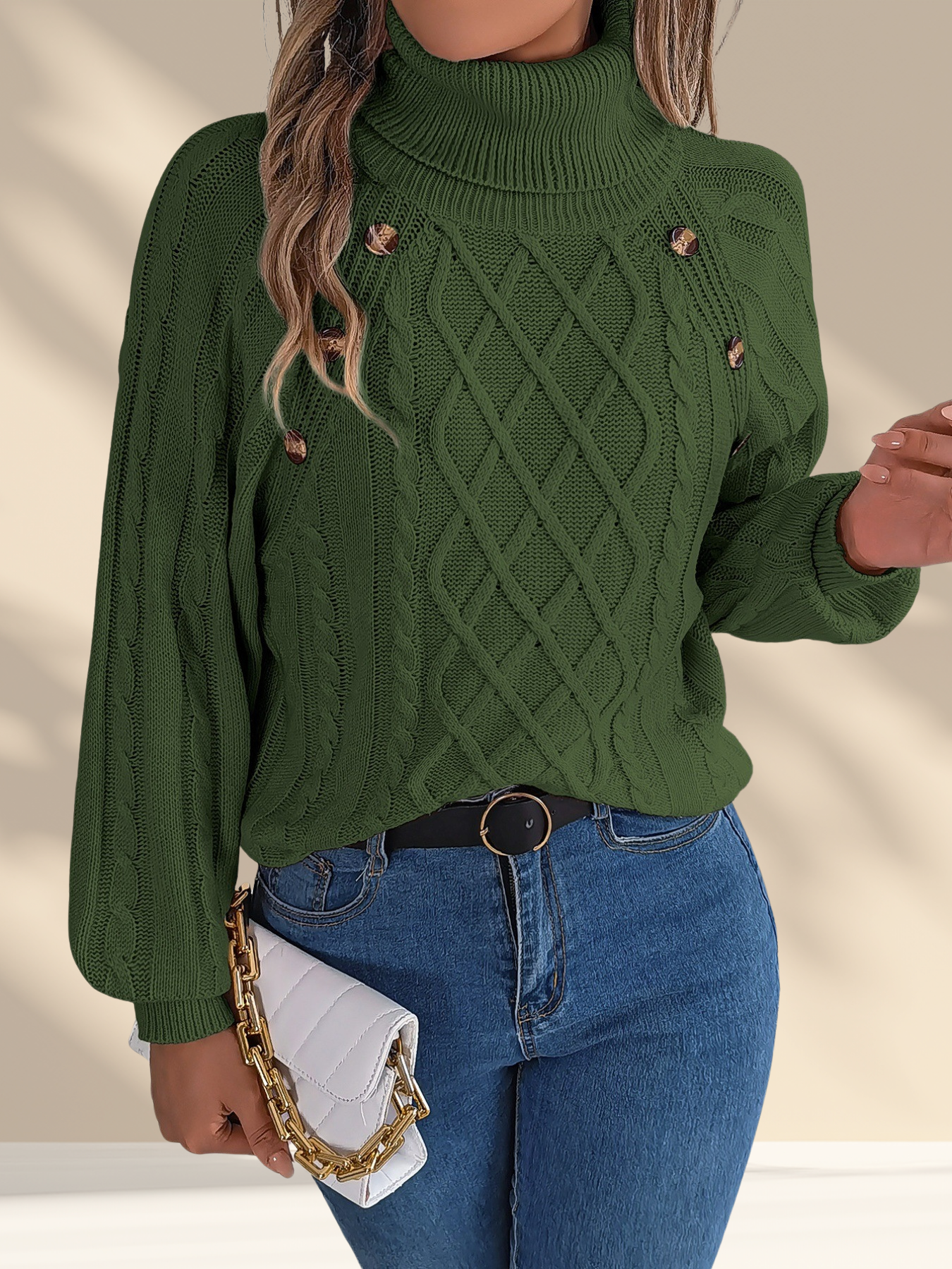 The Buttoned Turtleneck Sweater