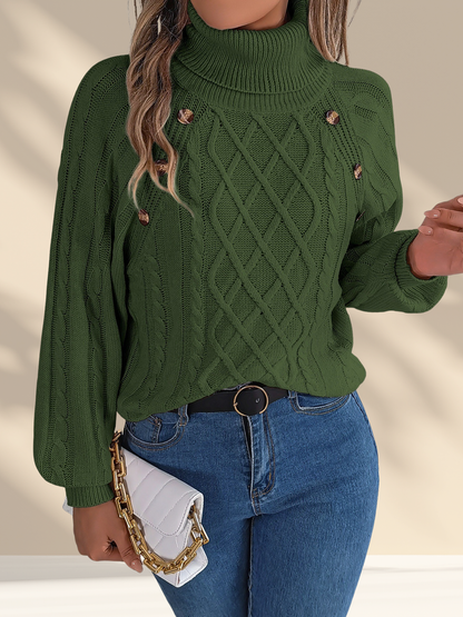 The Buttoned Turtleneck Sweater