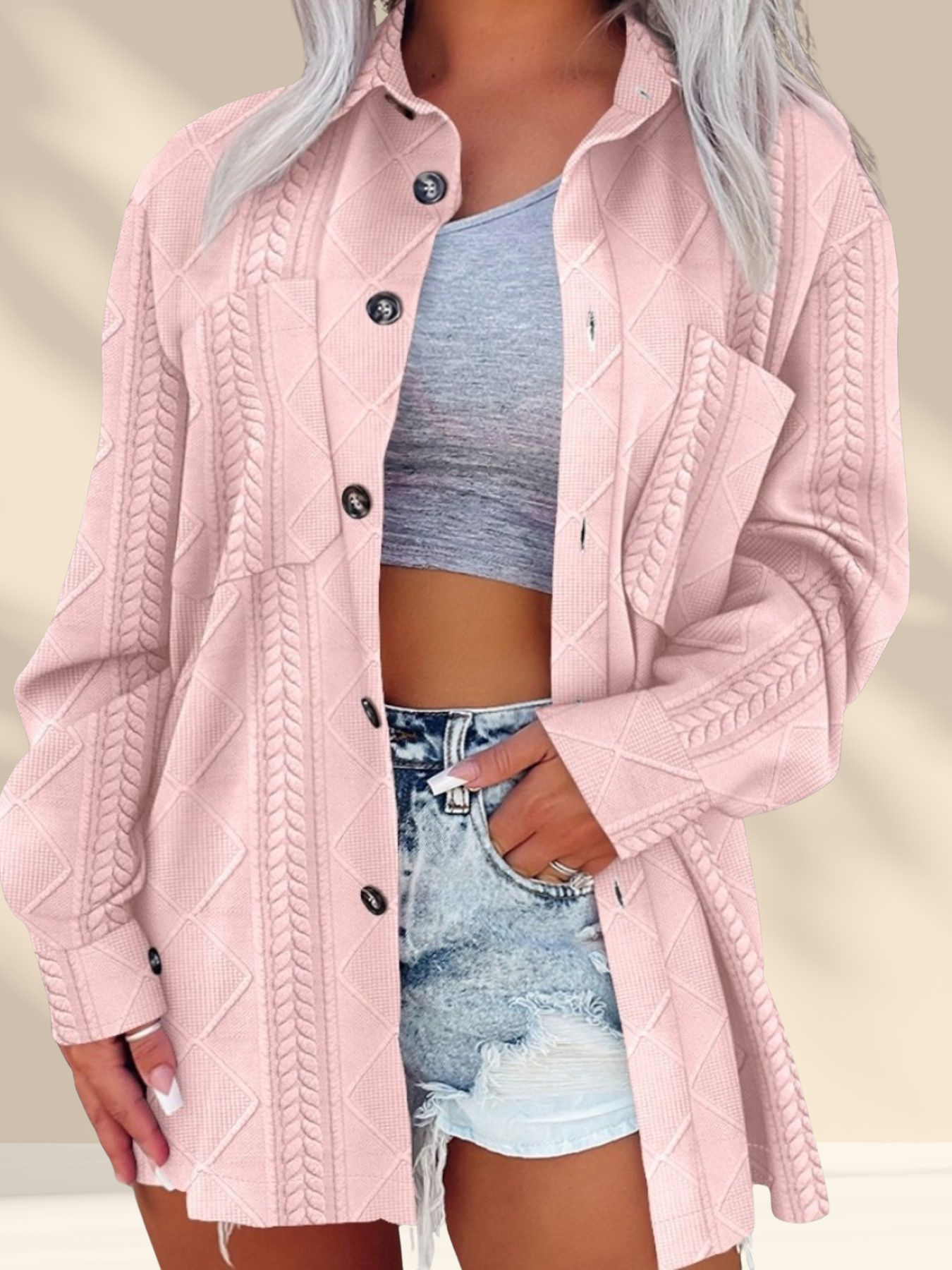 Alora Knit Buttoned Overshirt