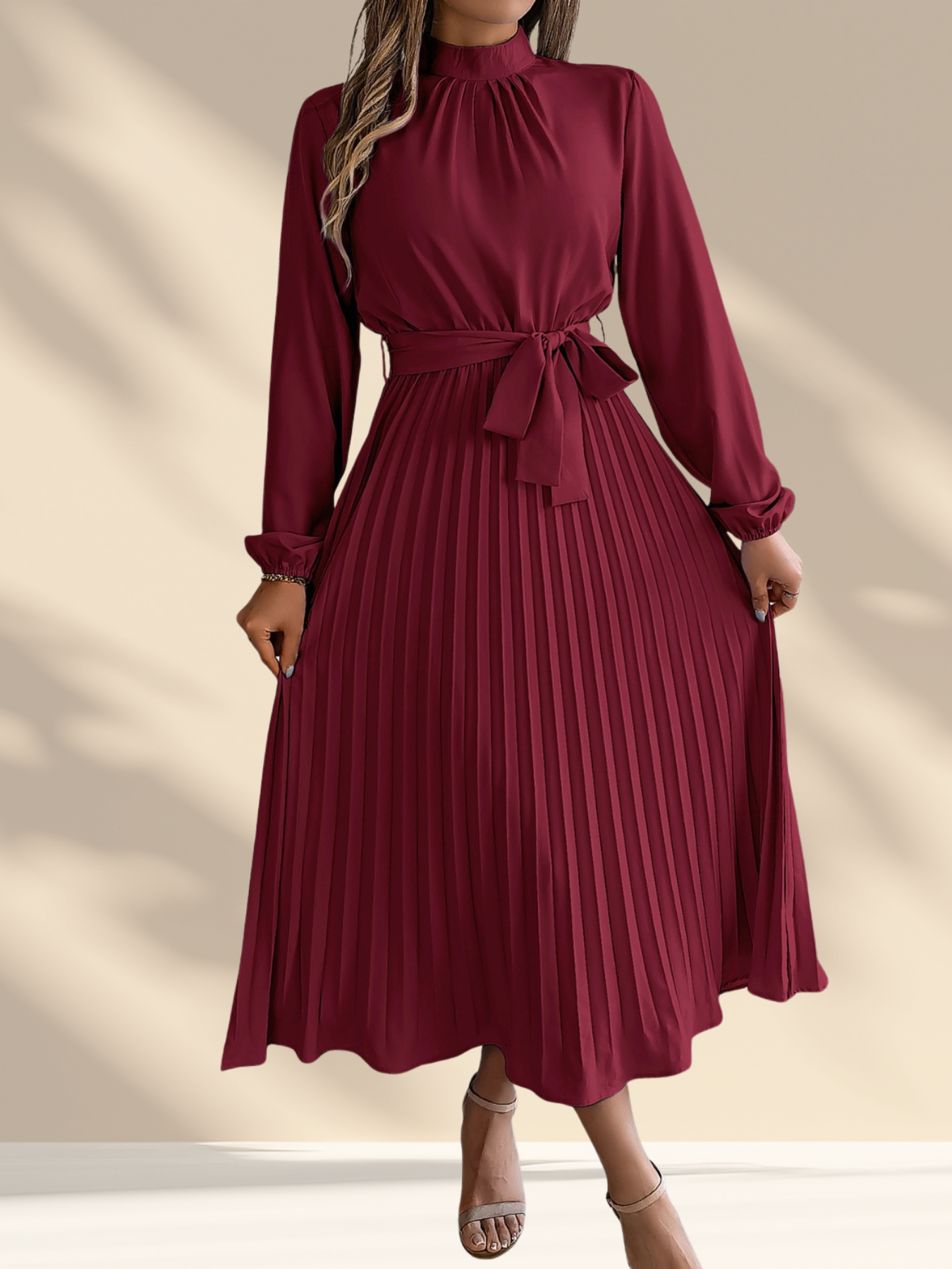 Pleated Midi Dress