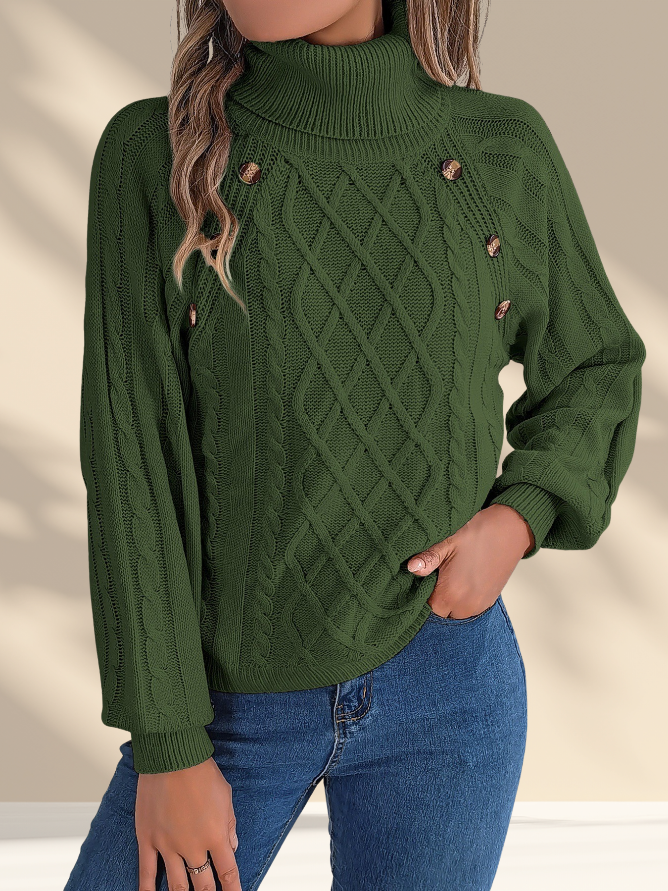 The Buttoned Turtleneck Sweater