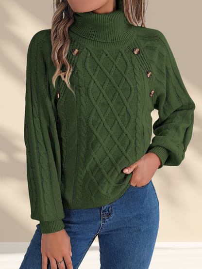 The Buttoned Turtleneck Sweater