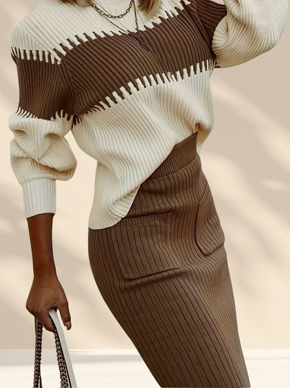 DuoTone Knit Sweater Set