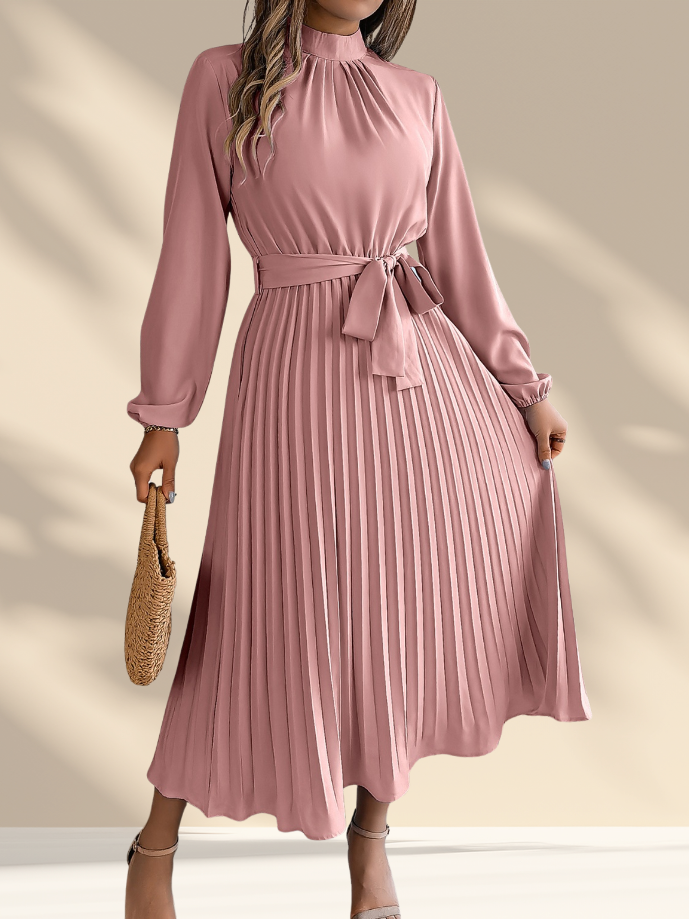 Pleated Midi Dress