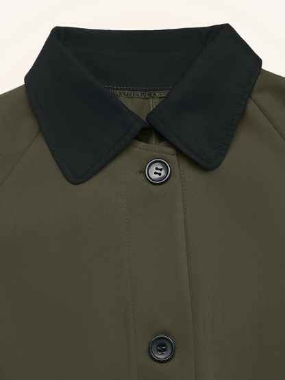 Contrast Collar Longline Coat