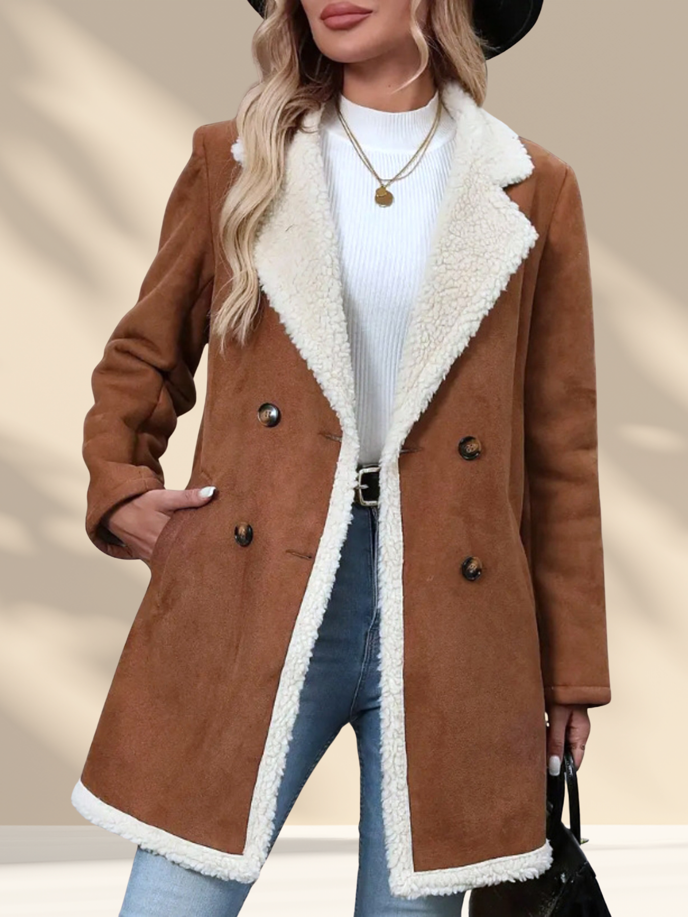 Sherpa Lined Button Up Coat
