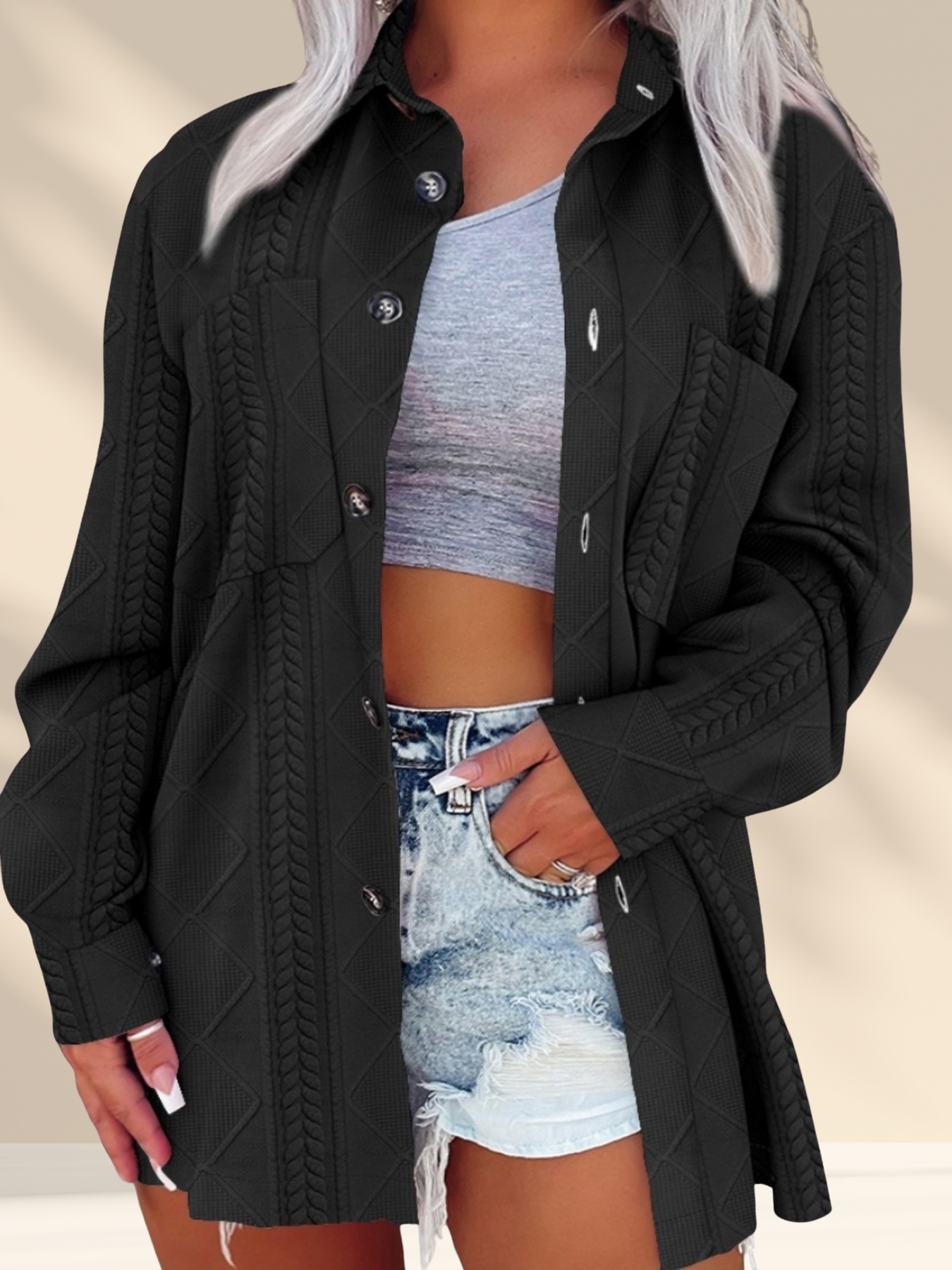 Alora Knit Buttoned Overshirt