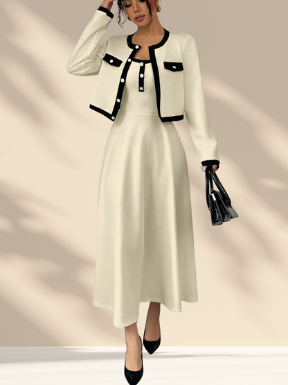 Contrast Trim Maxi Dress Set