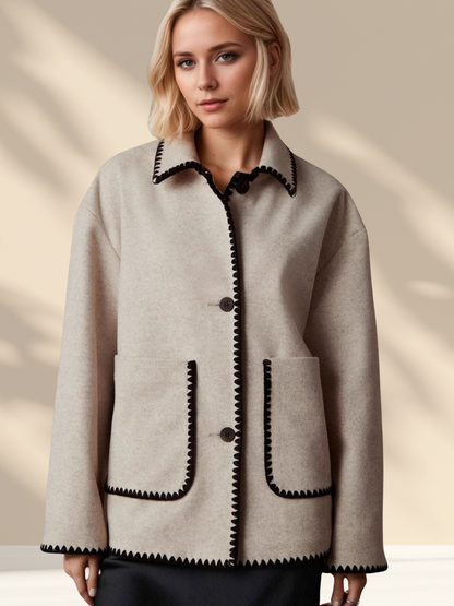 Contrast Stitch Boxy Jacket