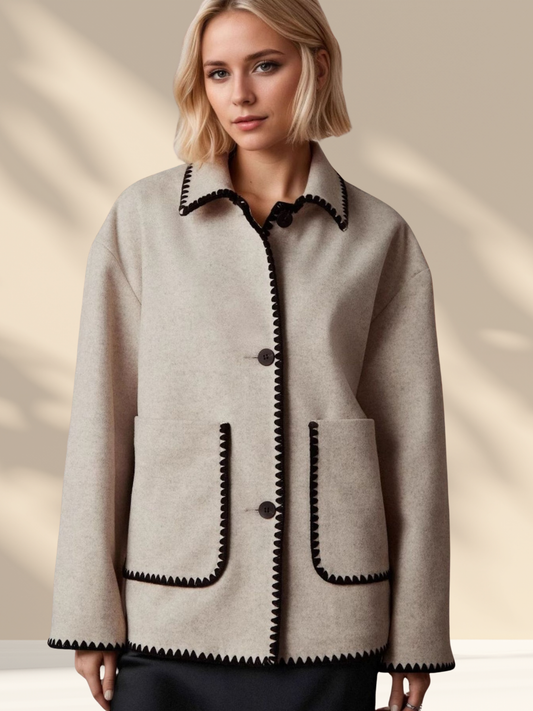 Contrast Stitch Boxy Jacket