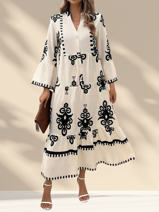 Printed Boho Midi Dress