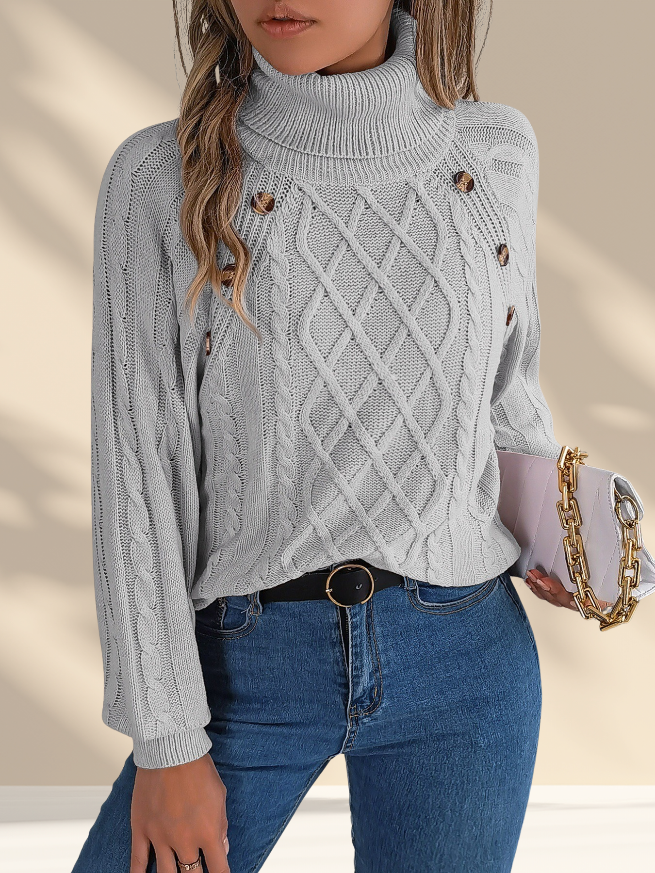 The Buttoned Turtleneck Sweater