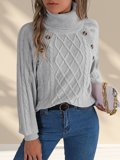 The Buttoned Turtleneck Sweater