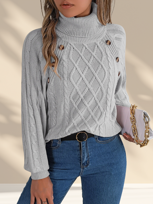 The Buttoned Turtleneck Sweater