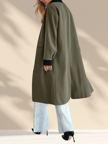 Contrast Collar Longline Coat