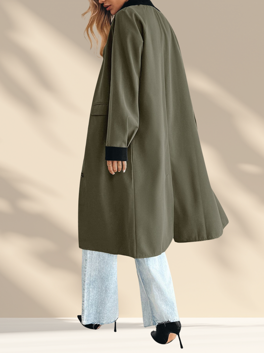 Contrast Collar Longline Coat
