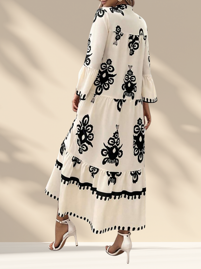 Printed Boho Midi Dress