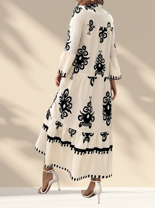 Printed Boho Midi Dress