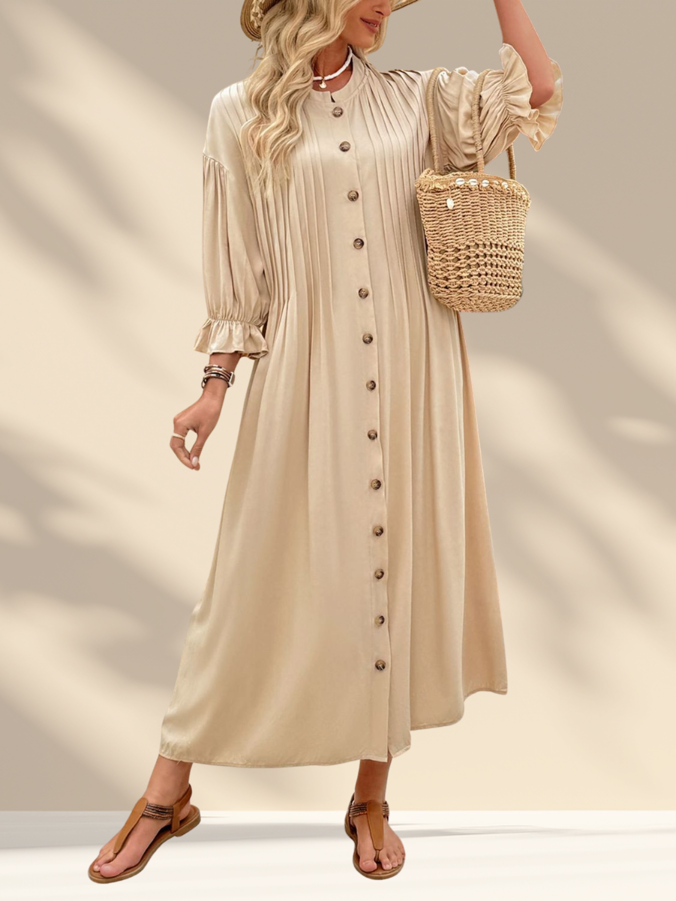 Button Front Flounce Dress