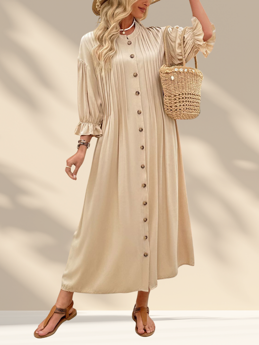 Button Front Flounce Dress