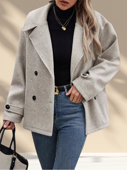 Double-Breasted Wool Blend Jacket