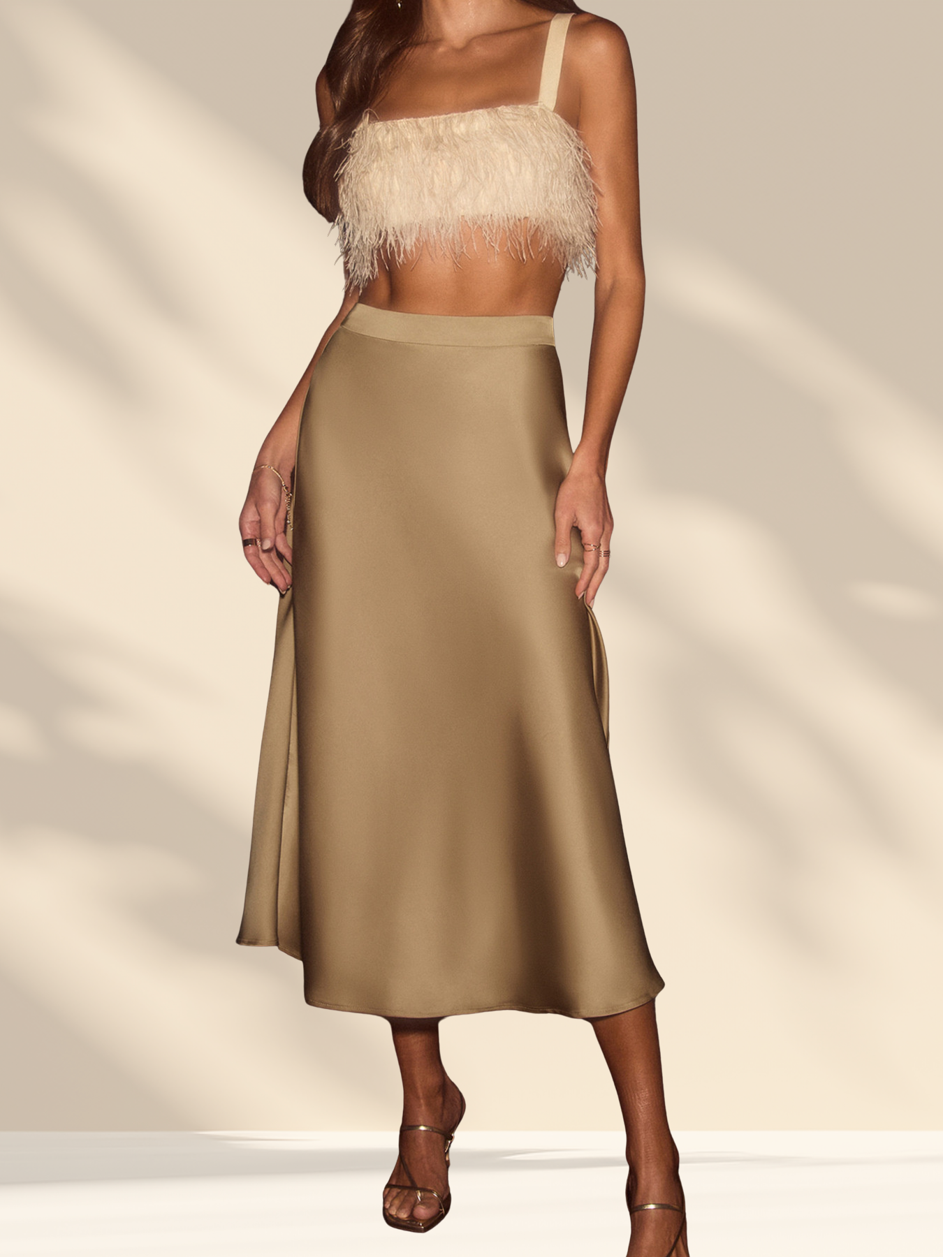 Luna Satin Midi Skirt