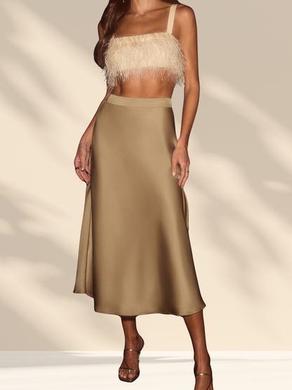 Luna Satin Midi Skirt