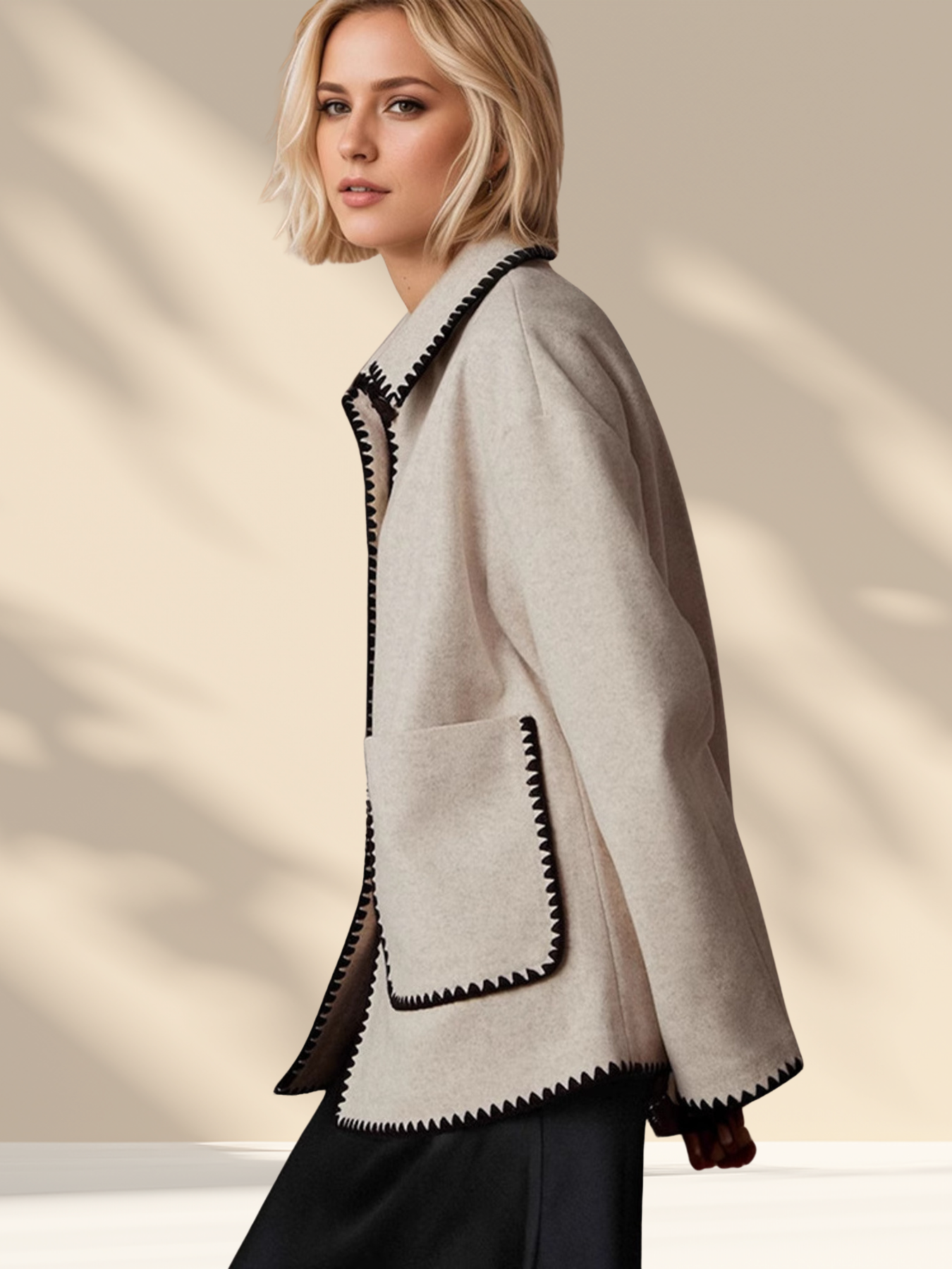 Contrast Stitch Boxy Jacket