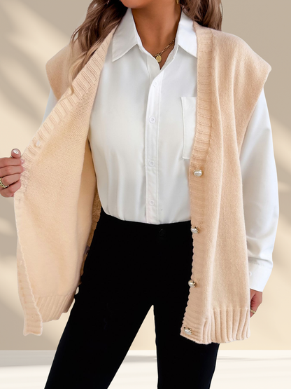 Pearl Button Knit Sweater Vest