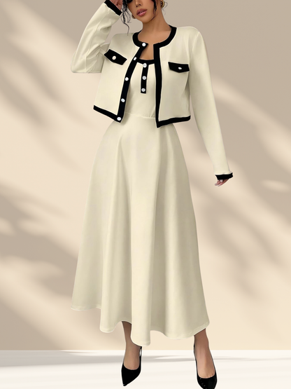 Contrast Trim Maxi Dress Set