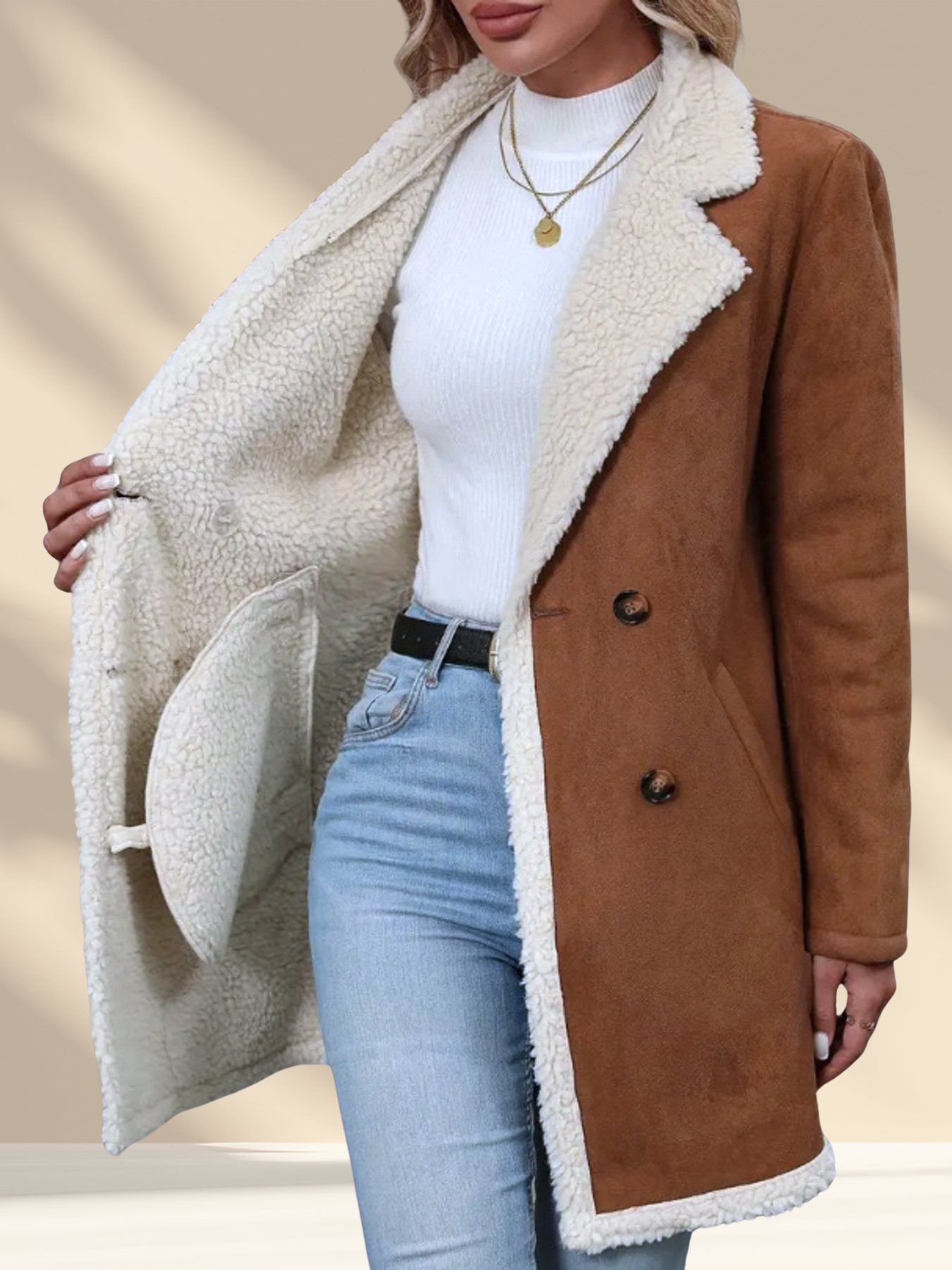 Sherpa Lined Button Up Coat