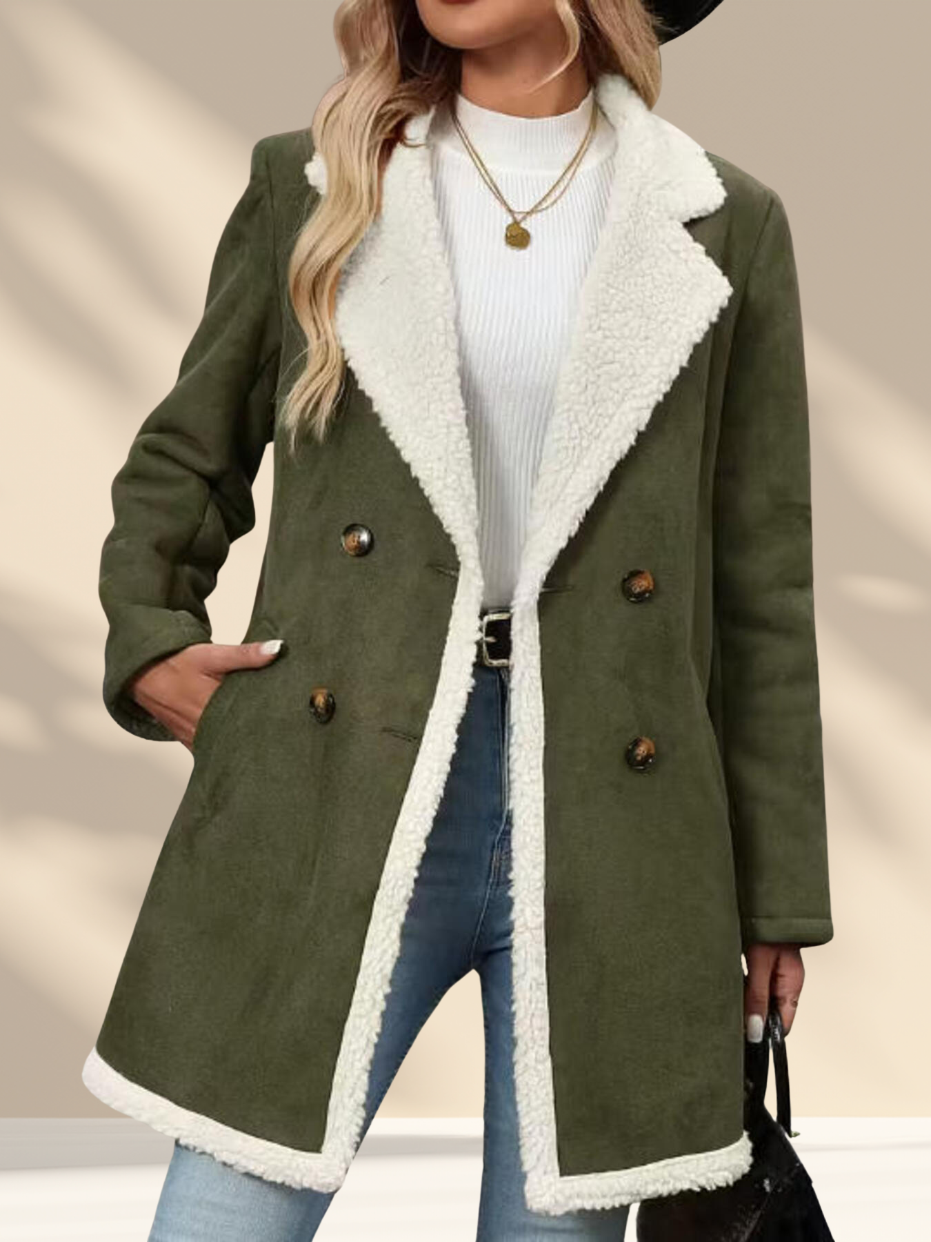 Sherpa Lined Button Up Coat