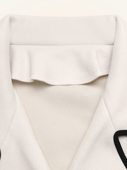 Contrast Trim Double-Breasted Jacket