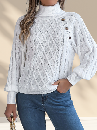 The Buttoned Turtleneck Sweater