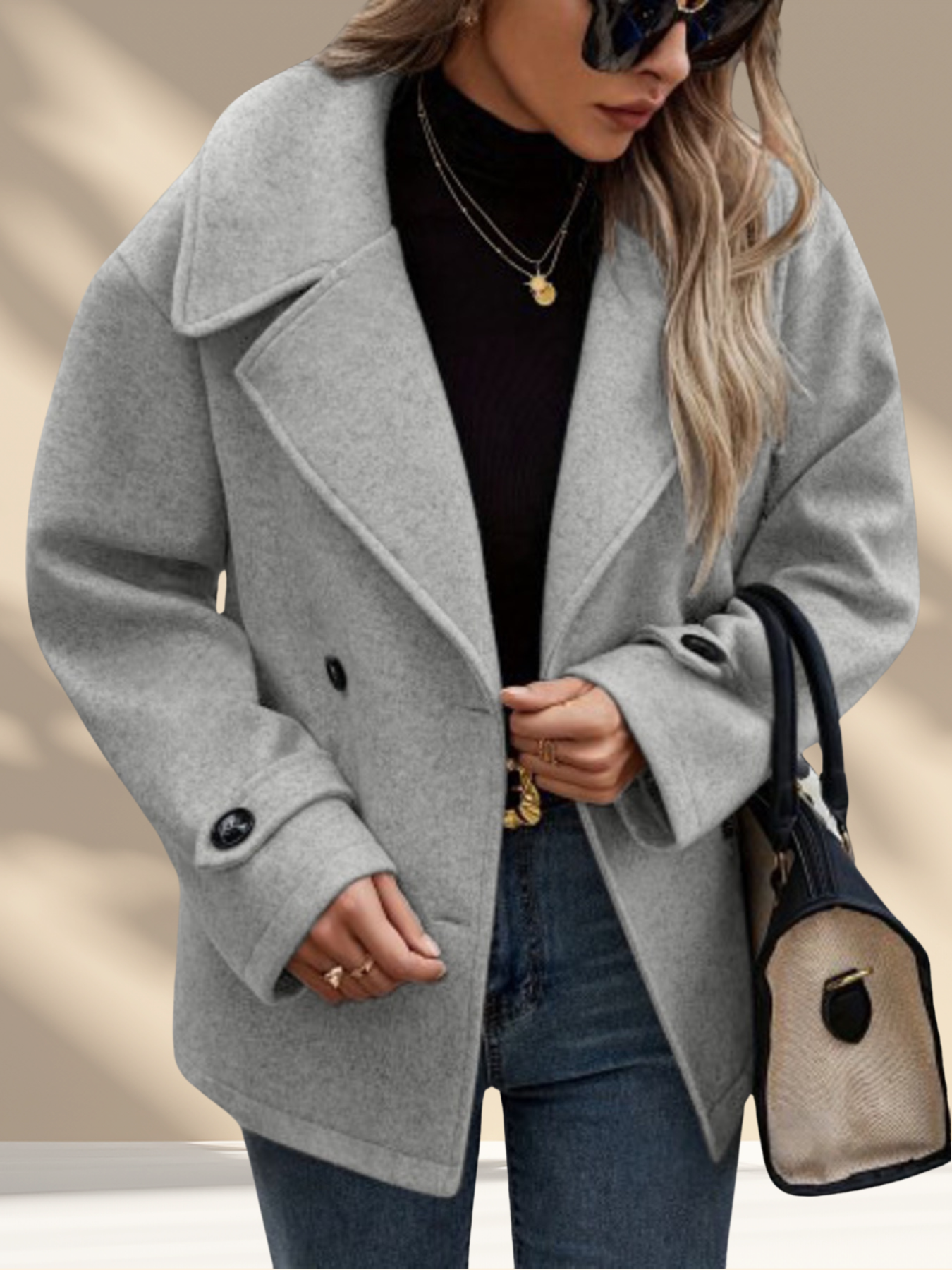Double-Breasted Wool Blend Jacket