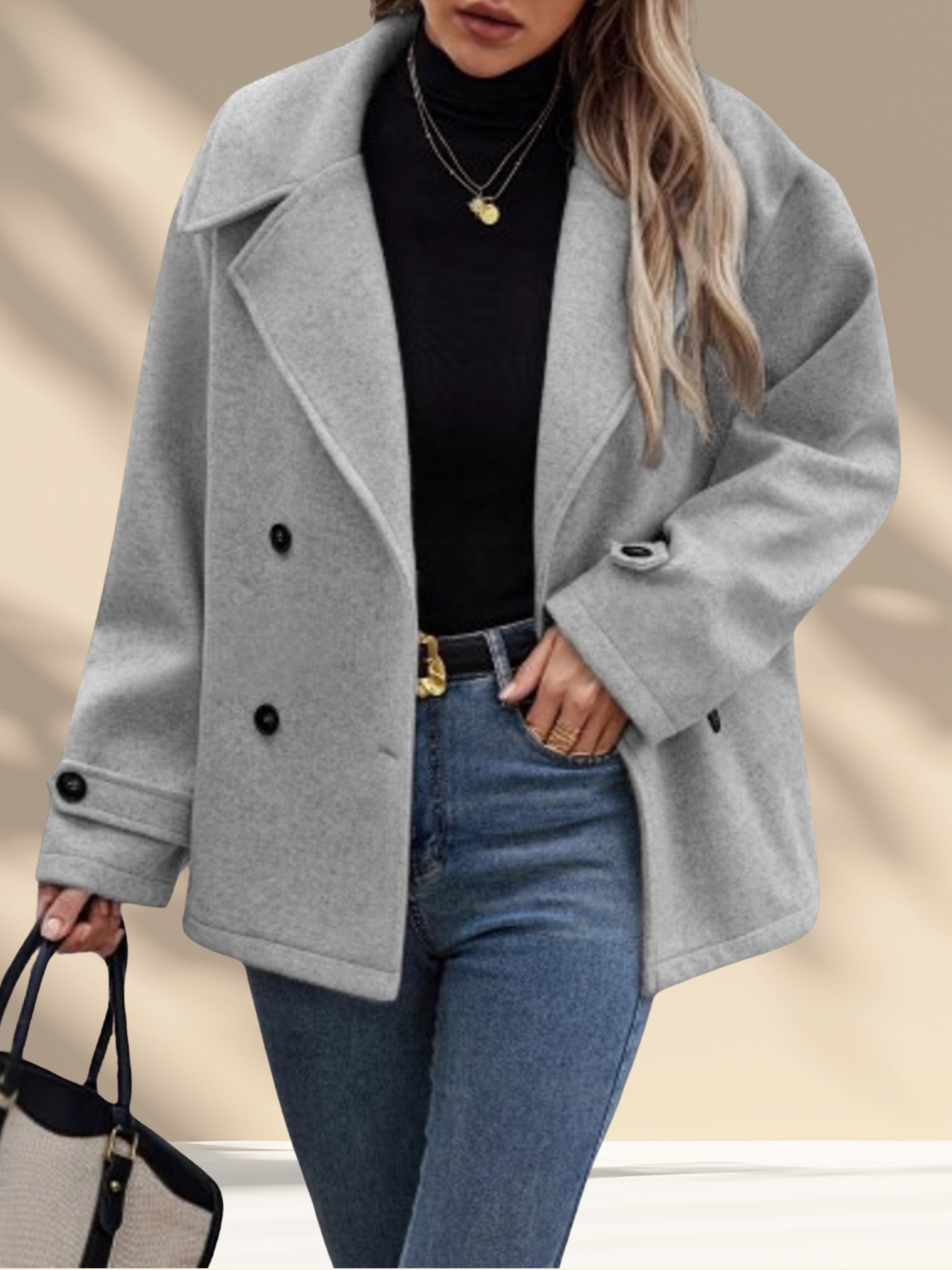 Double-Breasted Wool Blend Jacket