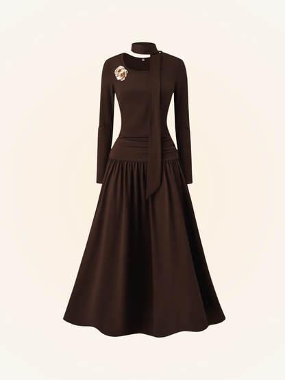 A-Linien-Kleid mit Schal-Detail