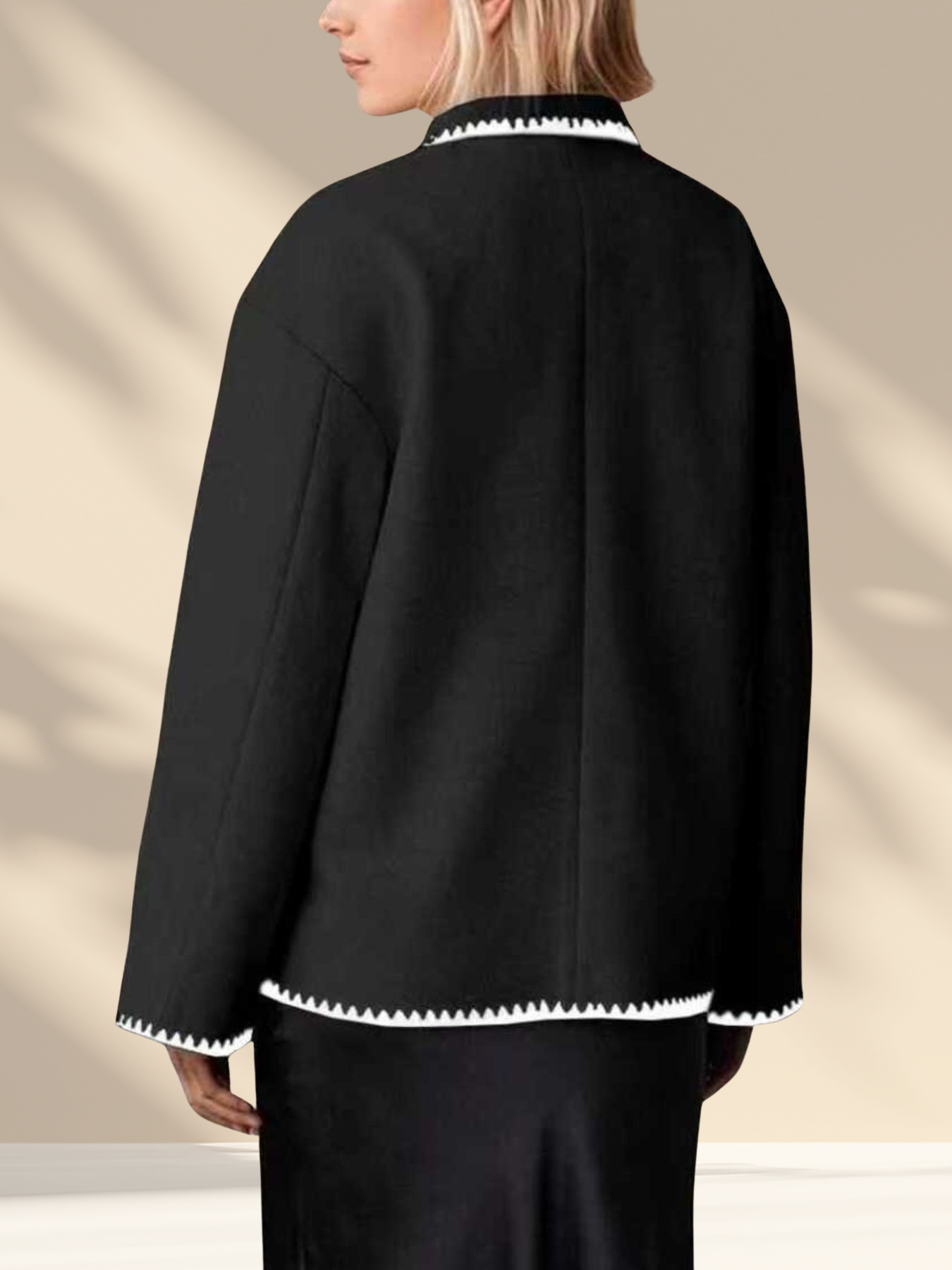 Contrast Stitch Boxy Jacket