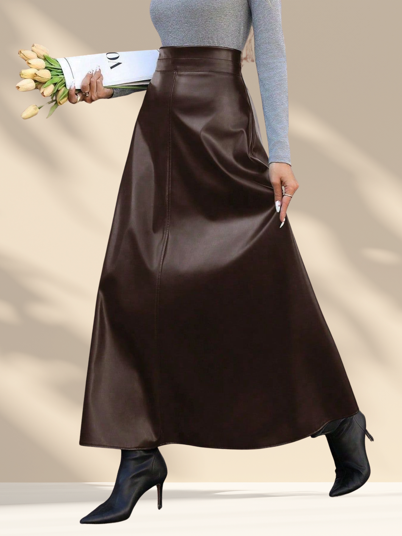 The Leather Midi Skirt