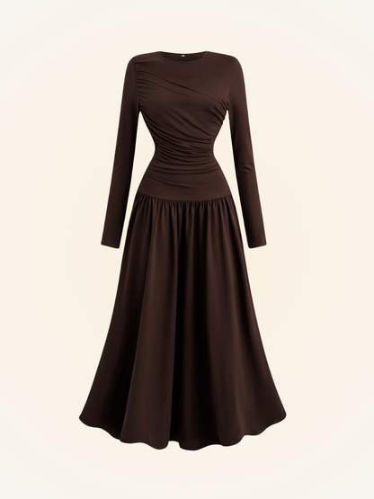 Ruched Knit A-Line Dress