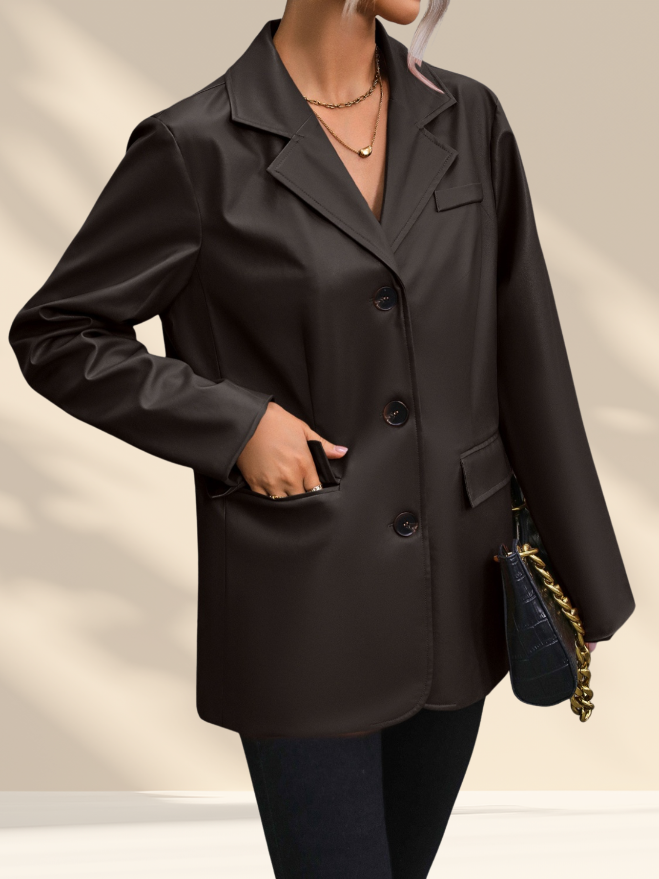 Ivy Luxe Faux-Leather Blazer