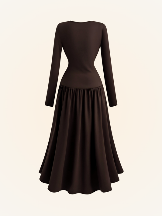 Ruched Knit A-Line Dress