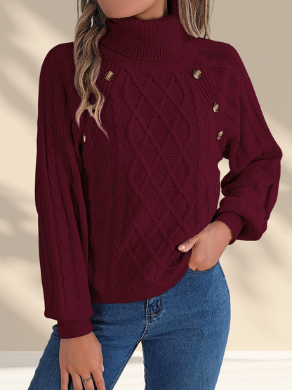 The Buttoned Turtleneck Sweater