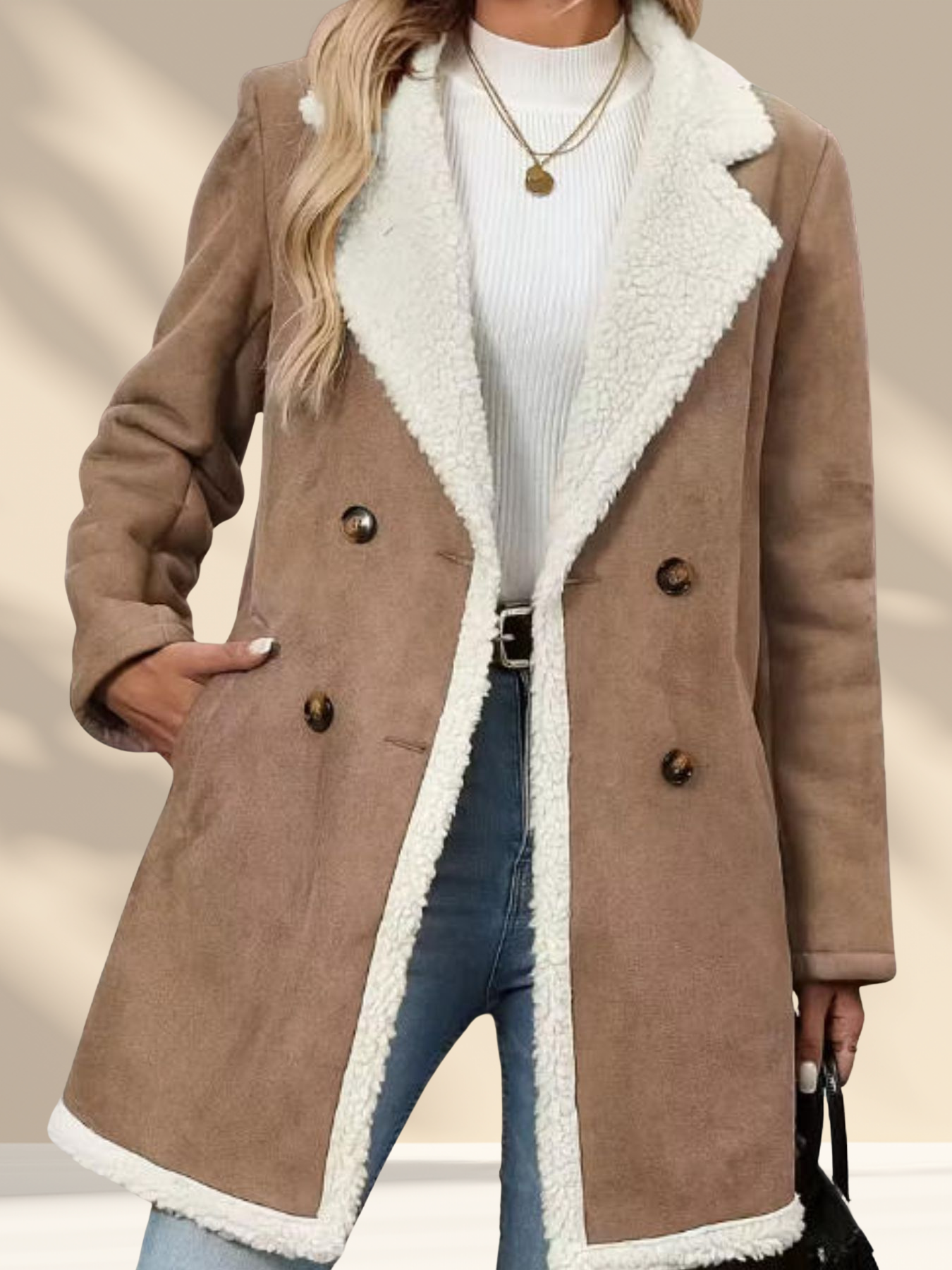 Sherpa Lined Button Up Coat