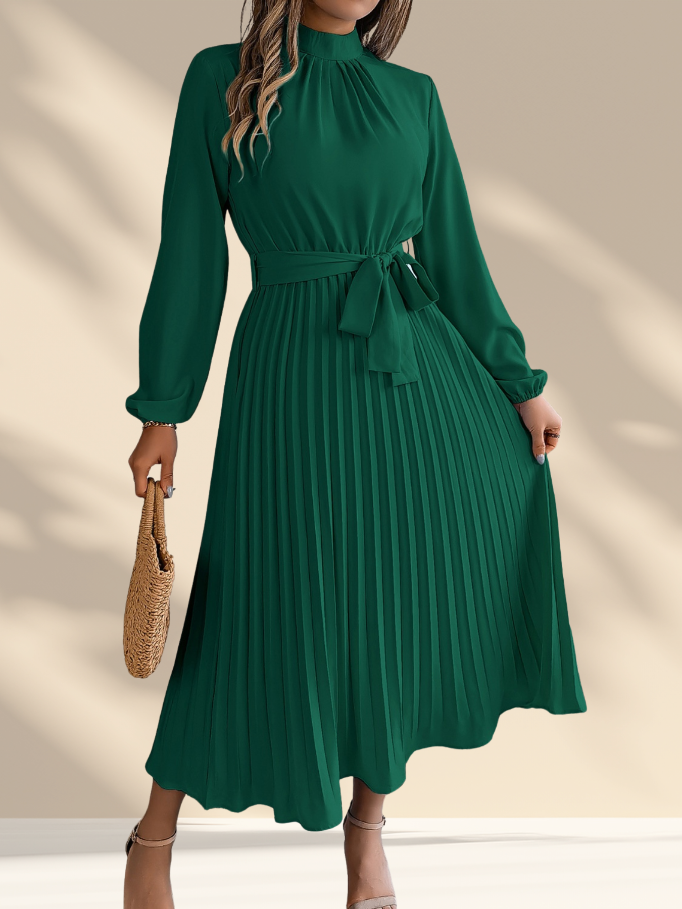 Pleated Midi Dress