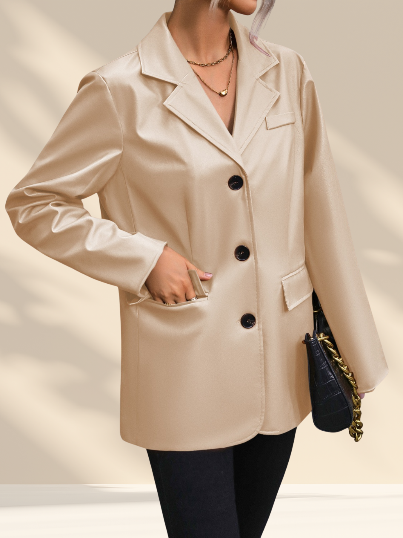 Ivy Luxe Faux-Leather Blazer