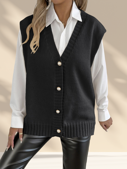 Pearl Button Knit Sweater Vest